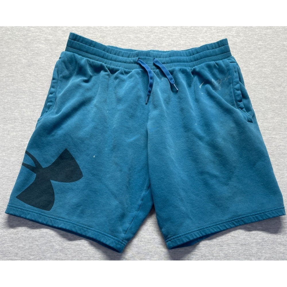 Under Armour Rival Fleece Sweat Shorts Mens XL Teal Blue Athletic Gym Training